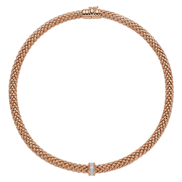 FOPE LOVE NEST 18K Rose Gold Necklace with White Diamond Pavé Charm - 0.33 carats