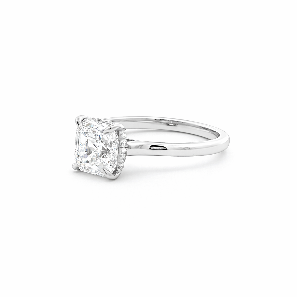 Asscher Cut Diamond Pavé Engagement Ring in Platinum 2.02 Cttw - Jackson Hole Jewelry Company