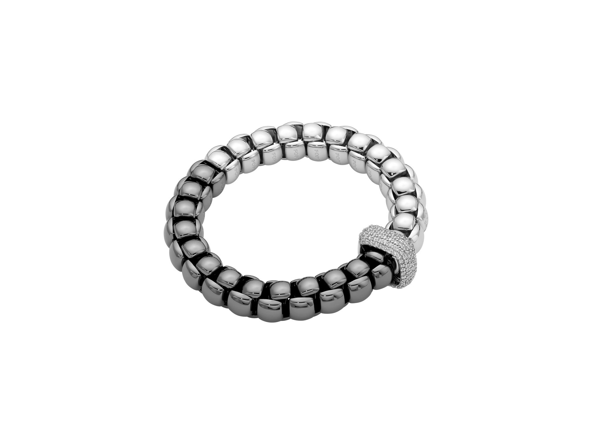 FOPE LUNA 18K Gold Bracelet with Bicolor Mesh and White Diamond Pavé Charm - 2.07 carats - Jackson Hole Jewelry Company