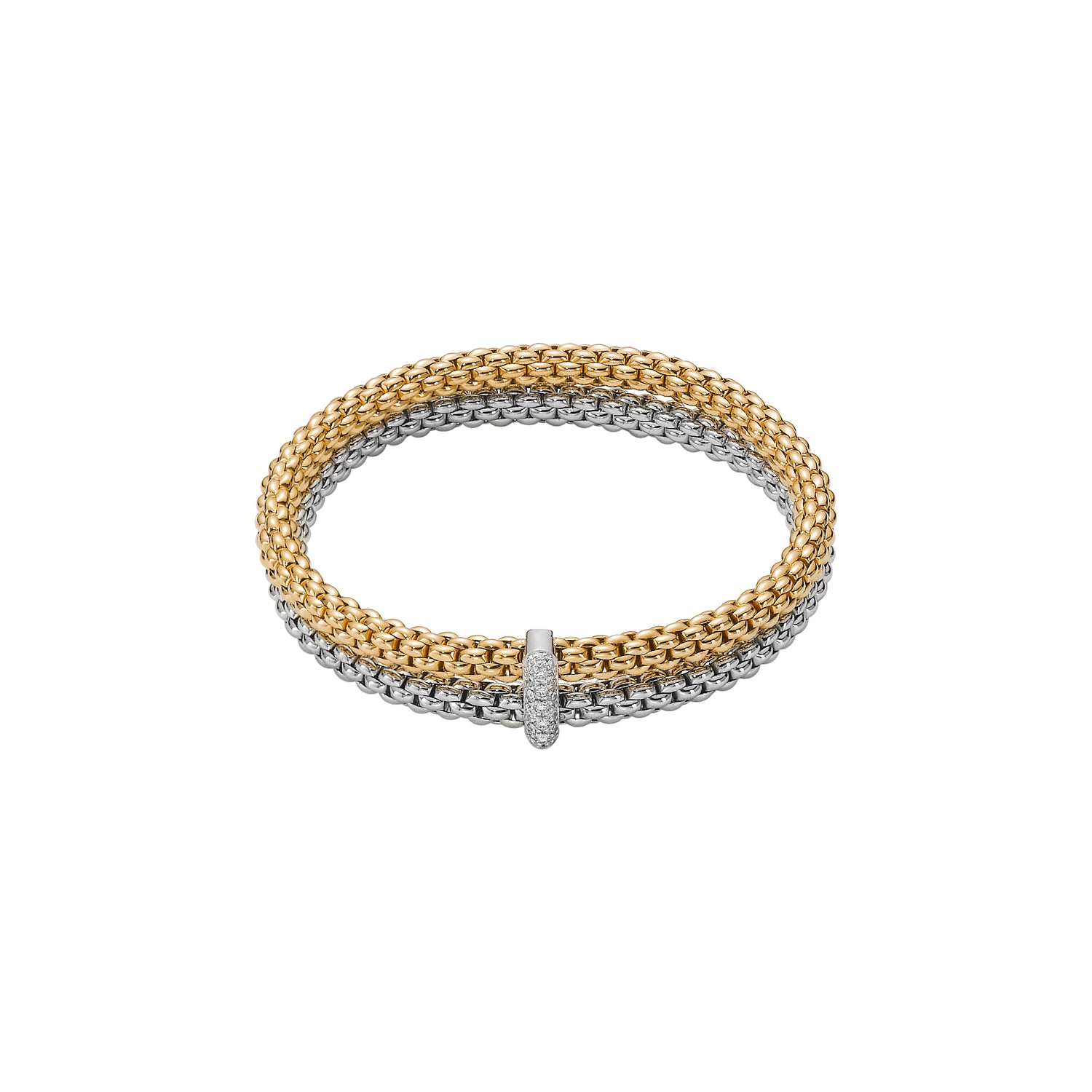 FOPE SOLO 18K Gold Flex’it Bracelet with White Diamonds - 0.22 ct carats - Jackson Hole Jewelry Company