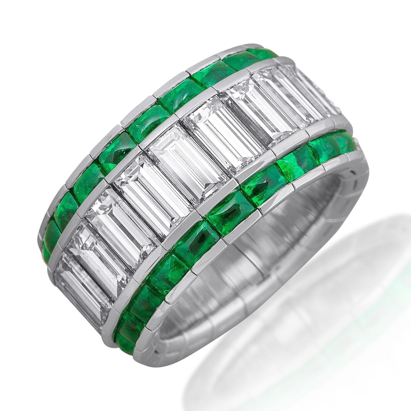 Picchiotti Emerald and Diamond Xpandable™️ Ring in 18K White Gold - Jackson Hole Jewelry Company