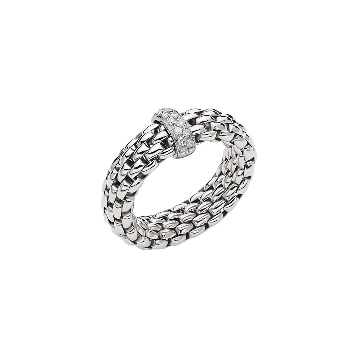 FOPE VENDOME 18K Gold Flex'it Ring with White Diamond Charm