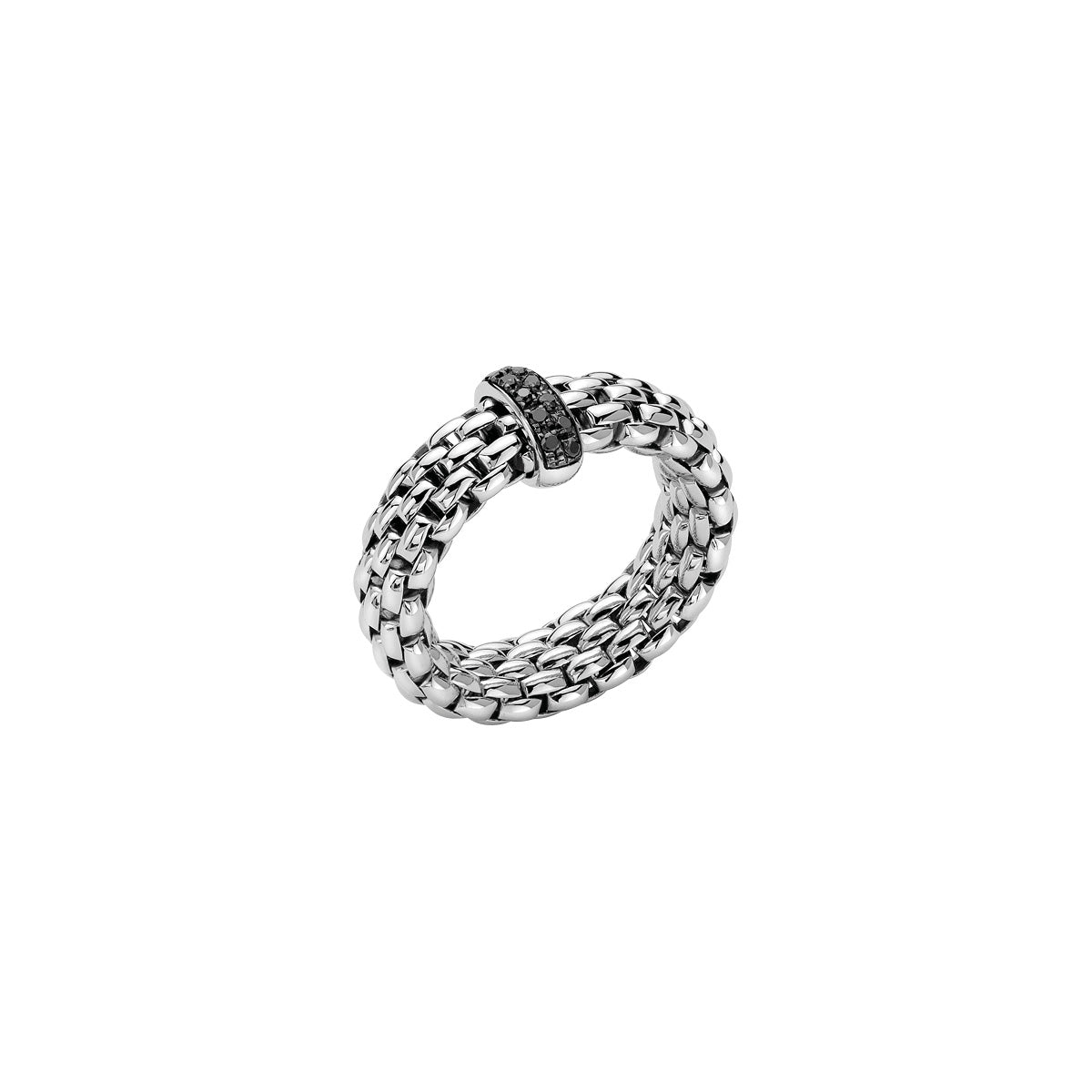 FOPE VENDOME 18K Gold Flex'it Ring with Black Diamond Charm - 0.11 carats - Jackson Hole Jewelry Company