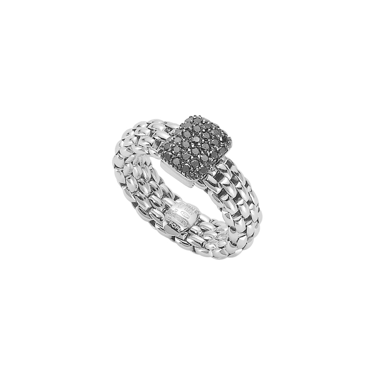 FOPE VENDOME 18K Gold Flex'it Ring with Black Diamond Pavé Charm - 0.47 carats - Jackson Hole Jewelry Company