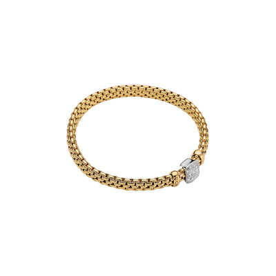 FOPE VENDOME COLLECTION 18K GOLD BRACELET WITH PAVE CHARM - Jackson Hole Jewelry Company