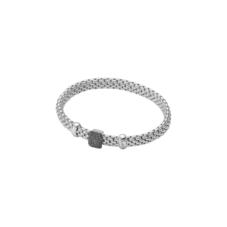 FOPE VENDOME 18K Gold Flex’it Bracelet with a Black Diamond Pavé Charm - 0.47 carats