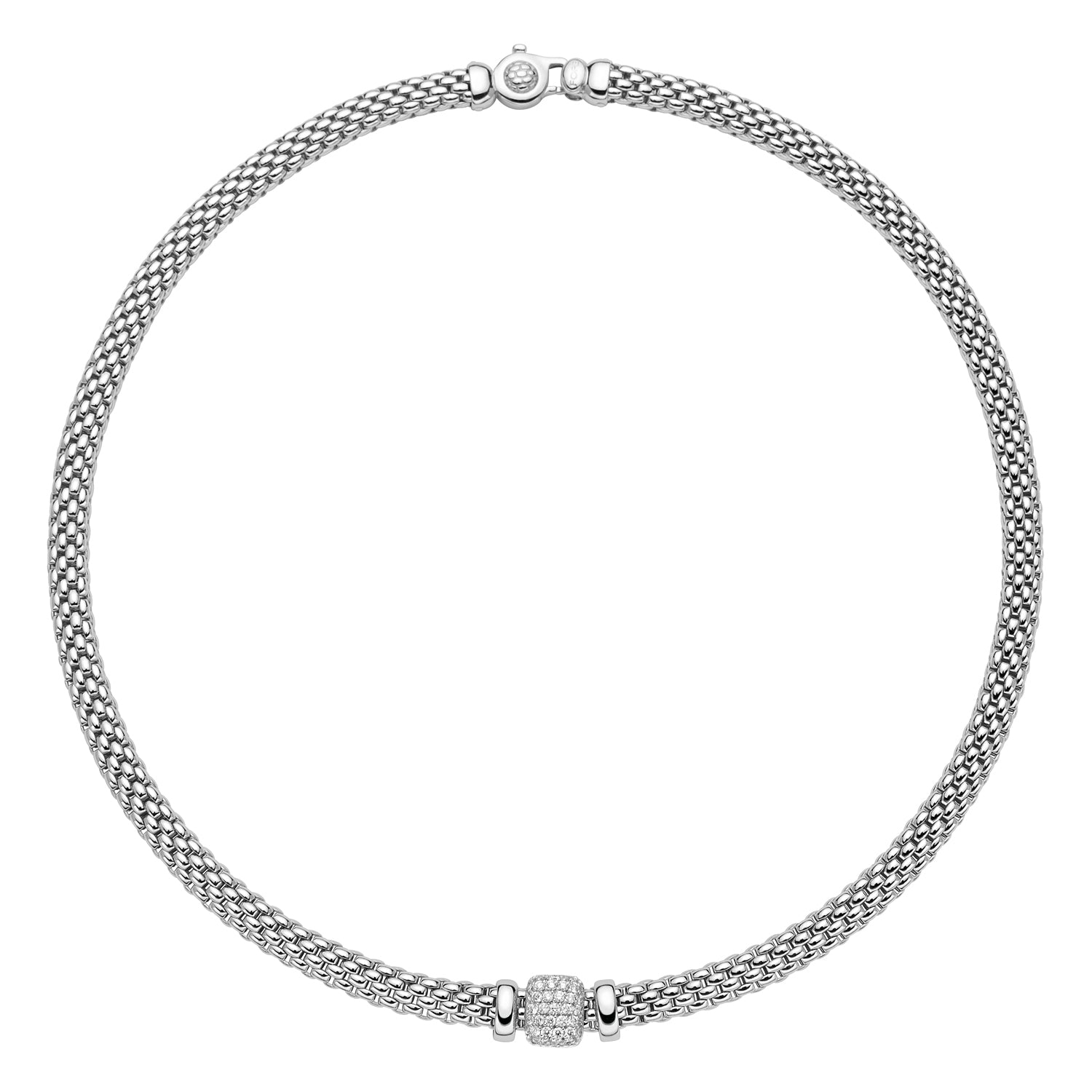 FOPE VENDOME 18K White Gold Necklace with White Diamond Pavé Charm - 0.41 carats - Jackson Hole Jewelry Company
