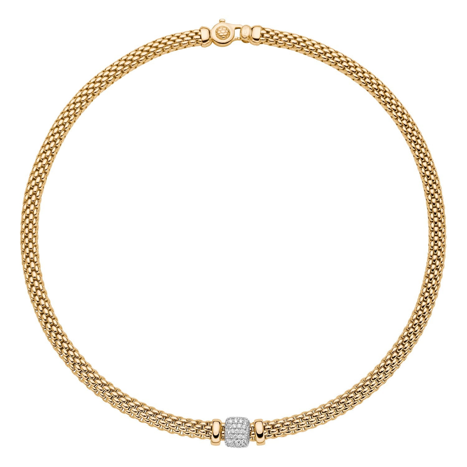 FOPE VENDOME 18K Yellow & White Gold Necklace with White Diamond Pavé Charm - 0.41 carats - Jackson Hole Jewelry Company