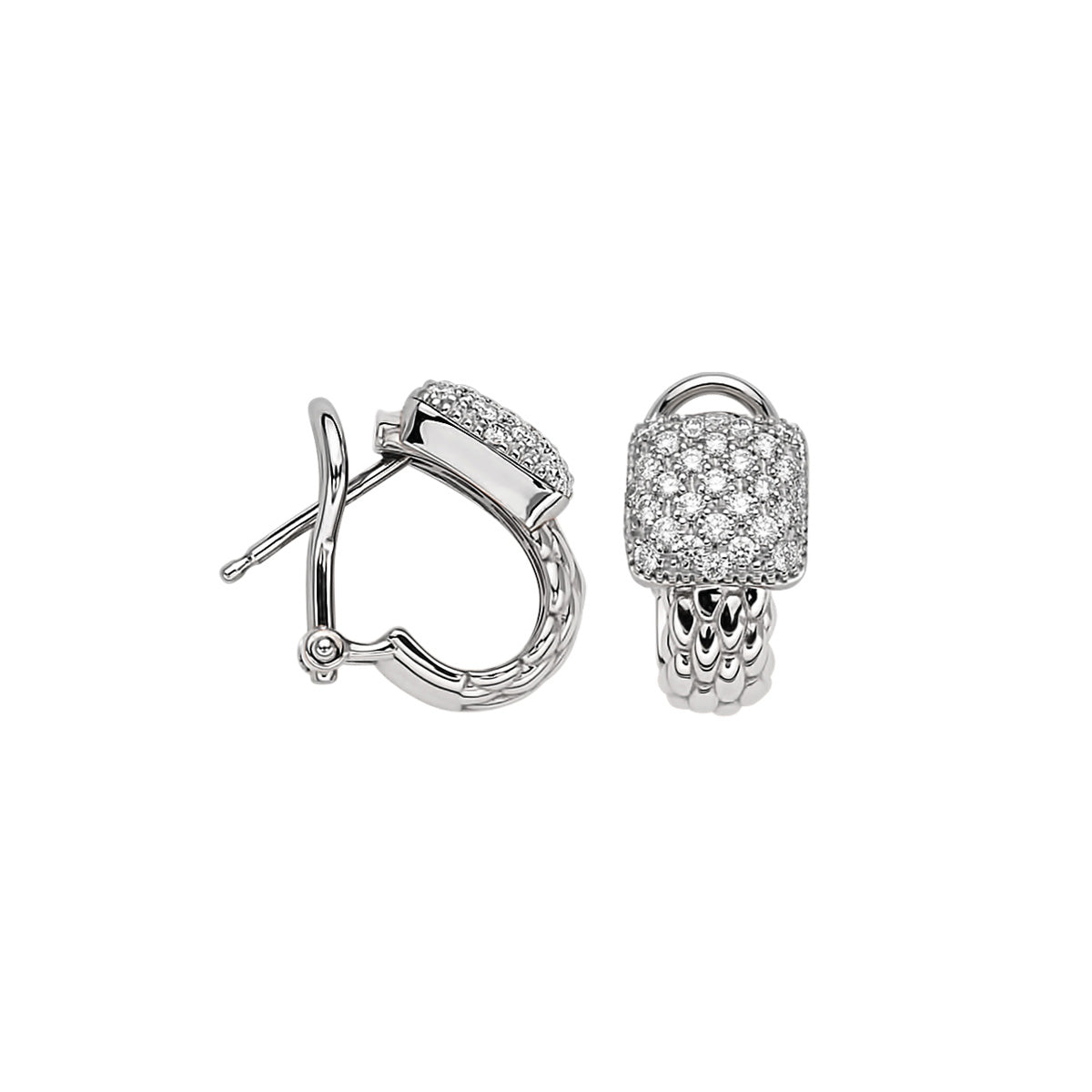 FOPE VENDOME 18K Gold Earrings with White Diamond Pavé - 0.77 carats - Jackson Hole Jewelry Company