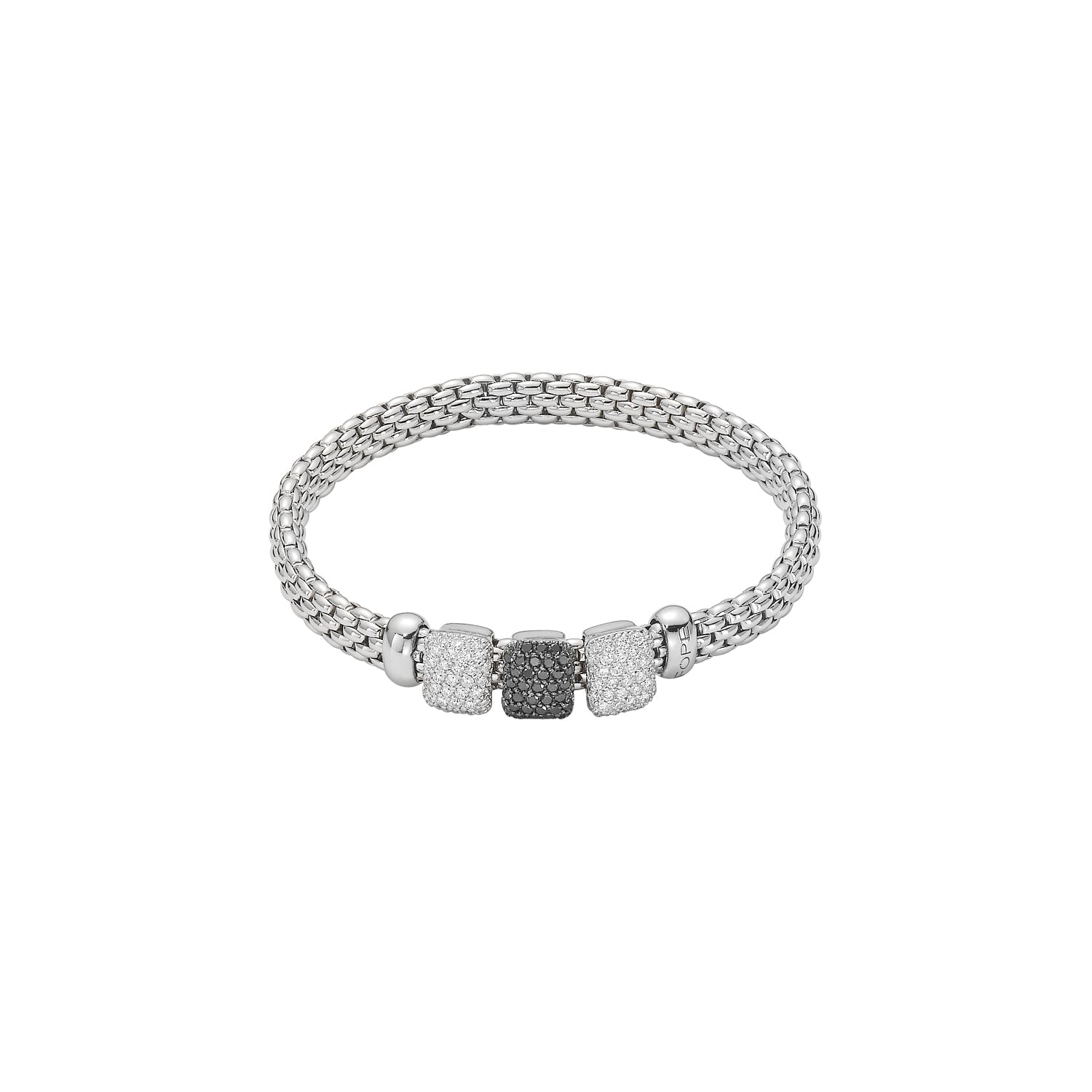 FOPE VENDOME 18K Gold Flex'it Bracelet with White & Black Diamond Pavé Charms - 1.29 carats - Jackson Hole Jewelry Company