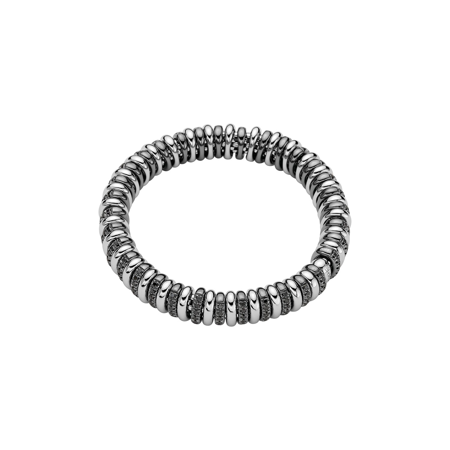 Fope Vendome Flex'it 18K Gold Bracelet with Black Rhodium Pavé Rondels - Jackson Hole Jewelry Company