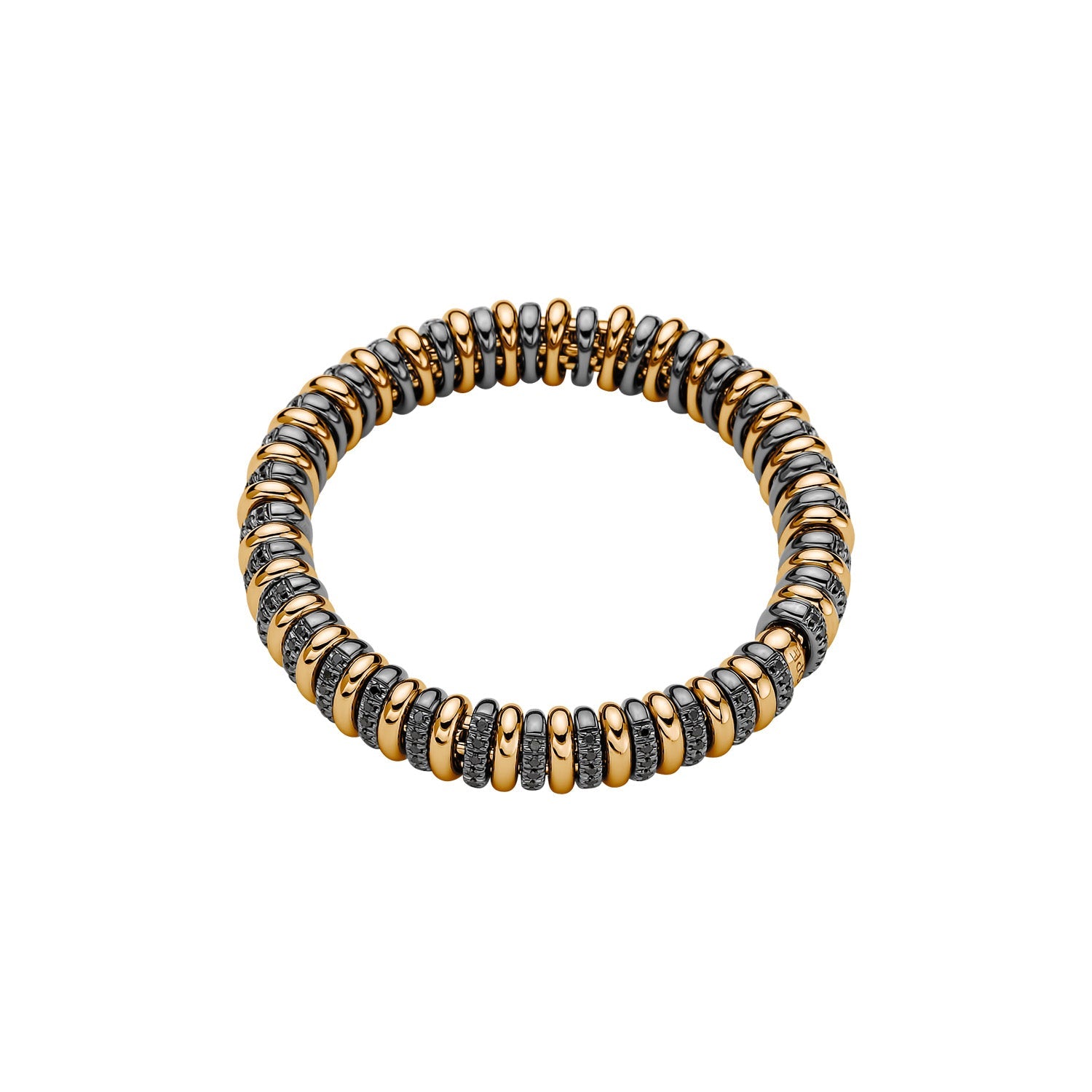 FOPE VENDOME 18K Gold Flex'it Bracelet with Black Rhodium Pavé Rondels - Jackson Hole Jewelry Company