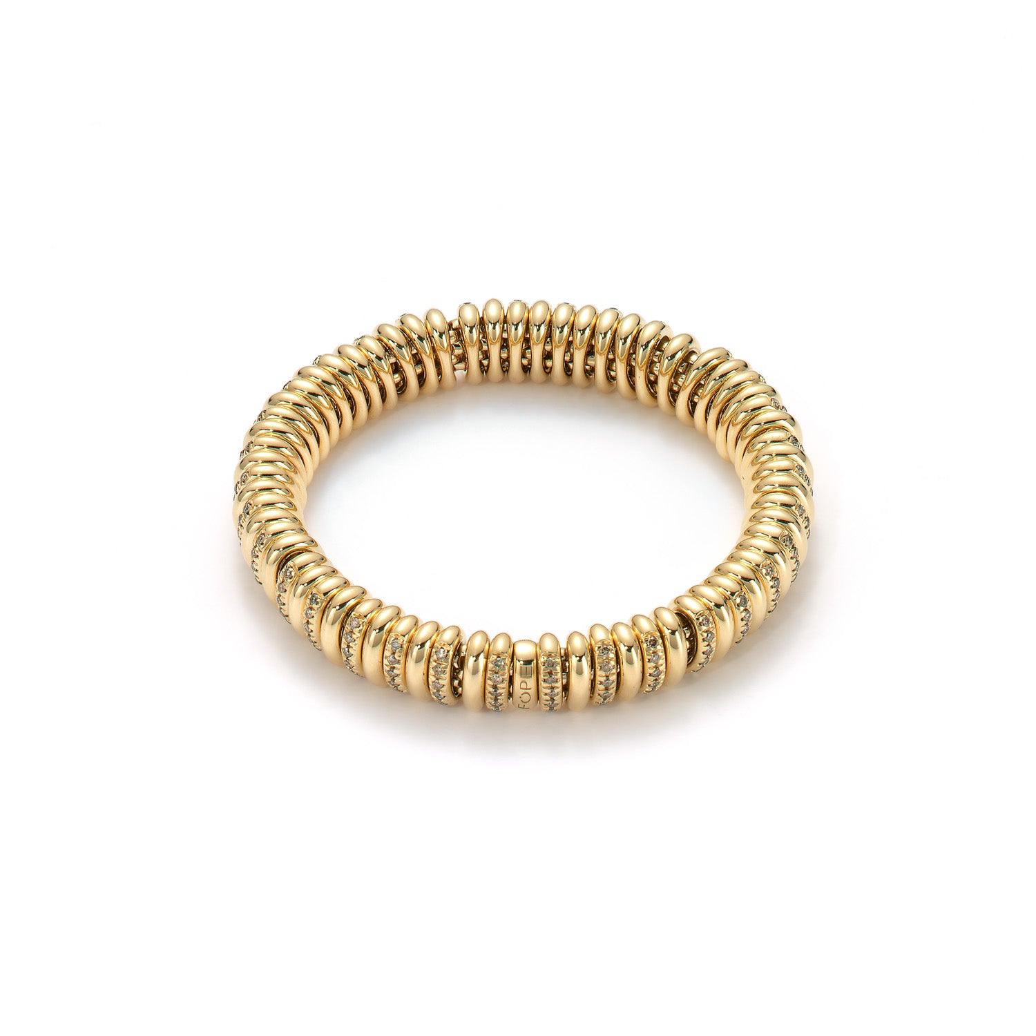 Fope Vendome Flex'it 18K Yellow Gold Bracelet with Diamond Pavé Rondels - Jackson Hole Jewelry Company