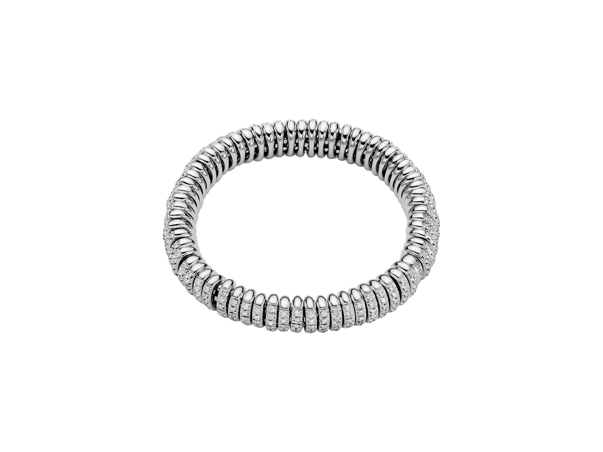 FOPE VENDOME 18K Gold Flex'it Bracelet with White Diamond Pavé Rondels - Jackson Hole Jewelry Company