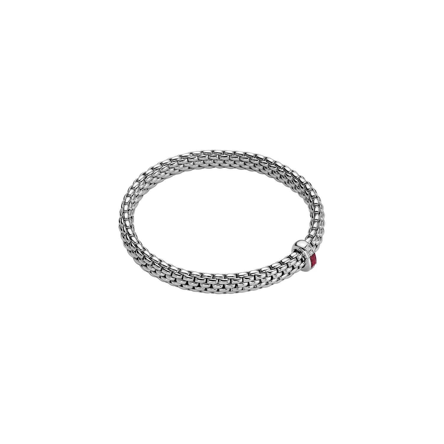 FOPE VENDOME 18K Gold Flex'it Bracelet with White Diamonds and Ruby - 0.04 carats - Jackson Hole Jewelry Company