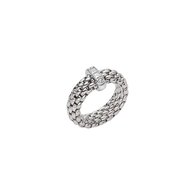 FOPE VENDOME 18K Gold Ring with Princess-Cut White Diamonds - 0.35 carats