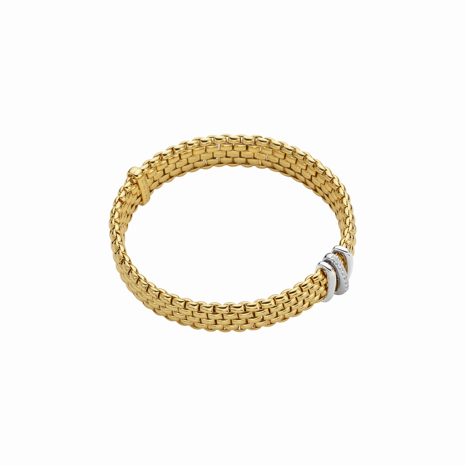 FOPE PANORAMA 18K Gold Flex'it Bracelet With White Diamond Set