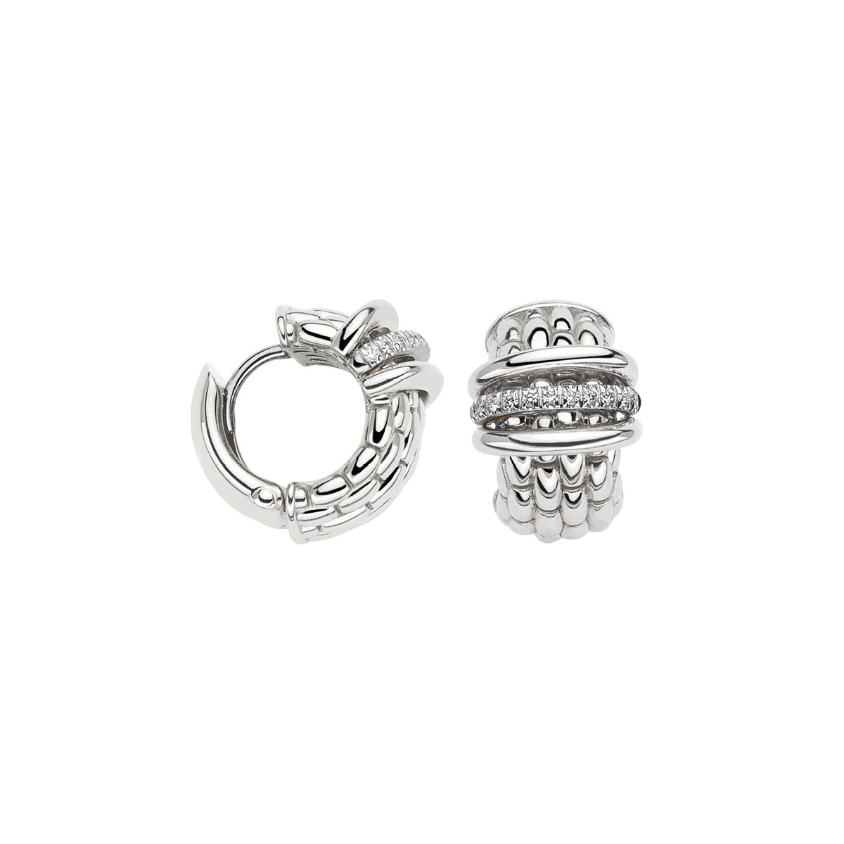 FOPE 18K GOLD EARRINGS WITH ONE ROW OF DIAMOND RONDELS - Jackson Hole Jewelry Company
