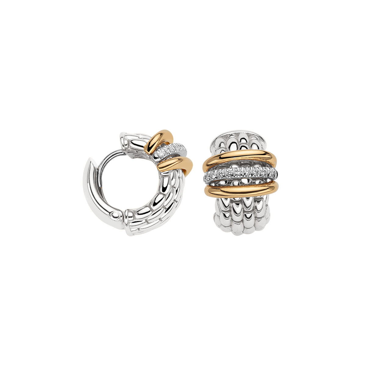 FOPE 18K GOLD EARRINGS WITH ONE ROW OF DIAMOND RONDELS - Jackson Hole Jewelry Company