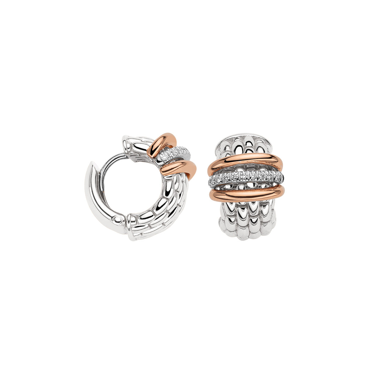 FOPE 18K GOLD EARRINGS WITH ONE ROW OF DIAMOND RONDELS - Jackson Hole Jewelry Company