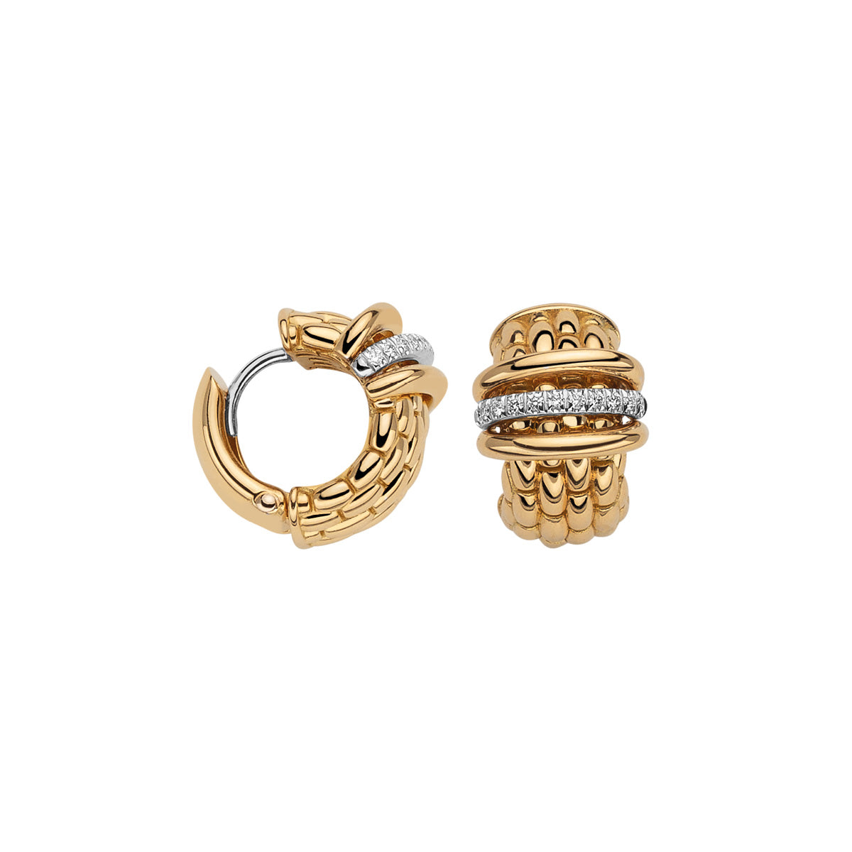 FOPE 18K GOLD EARRINGS WITH ONE ROW OF DIAMOND RONDELS - Jackson Hole Jewelry Company