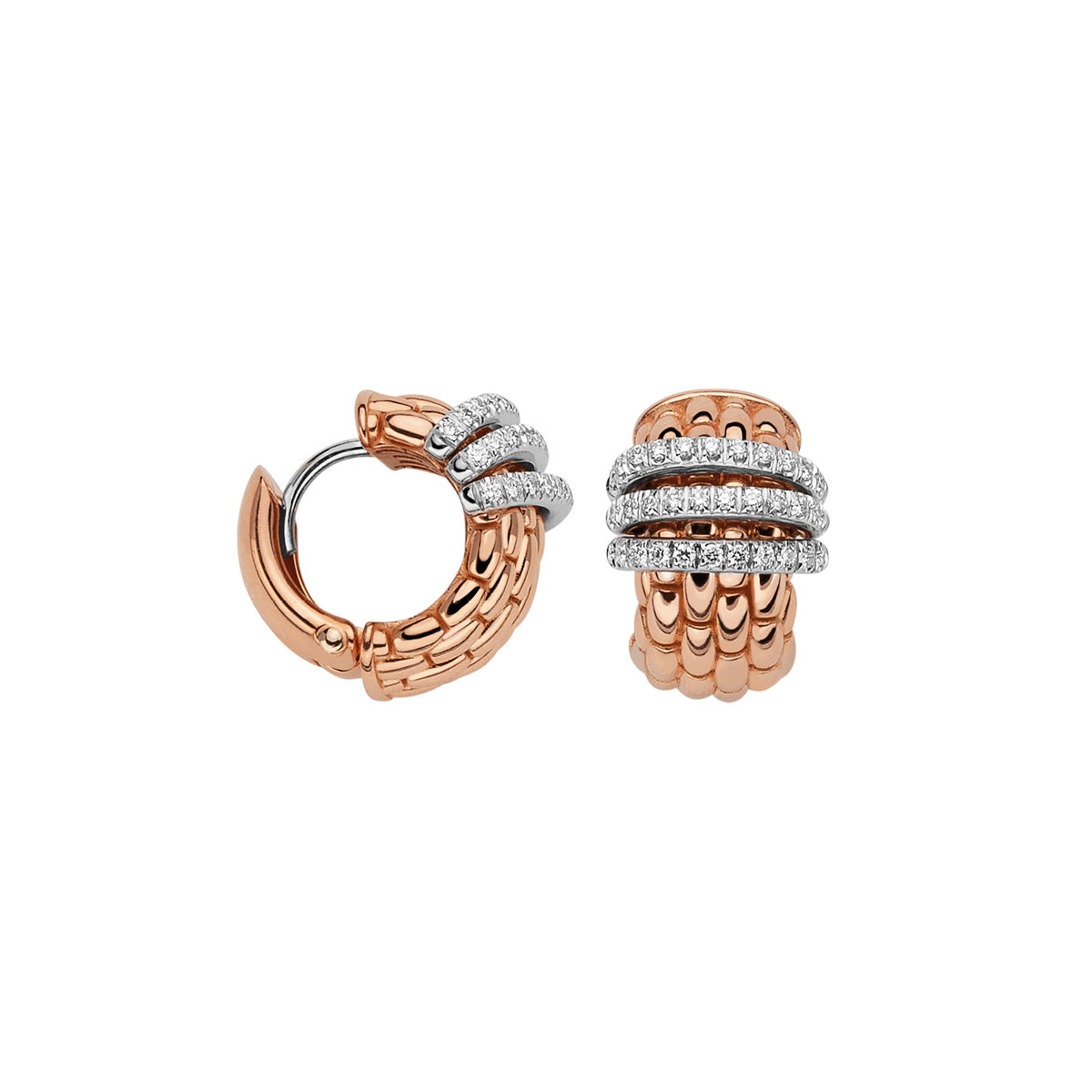 FOPE PANORAMA 18K Gold Earrings with White Three Diamond Pavé Charms - 0.46 carats - Jackson Hole Jewelry Company