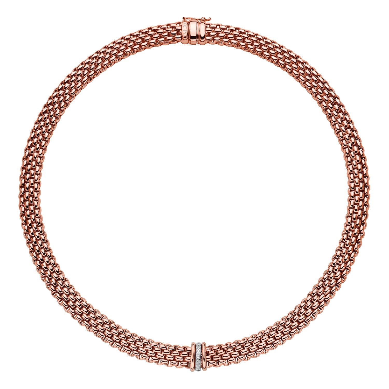 FOPE PANORAMA 18K Gold Necklace with White Diamond Set Rondels - 0.08 carats - Jackson Hole Jewelry Company