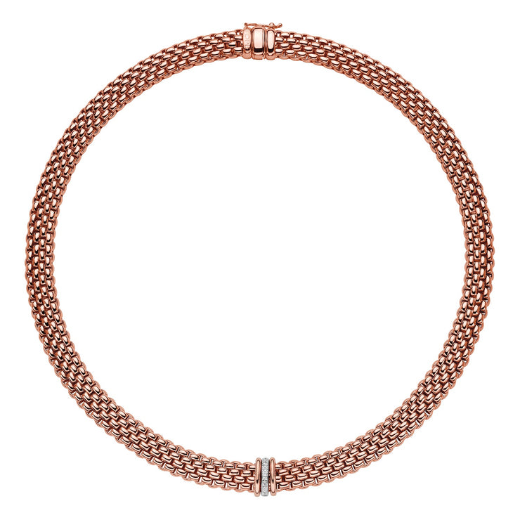 FOPE PANORAMA 18K Gold Necklace with White Diamond Set Rondels - 0.08 carats - Jackson Hole Jewelry Company