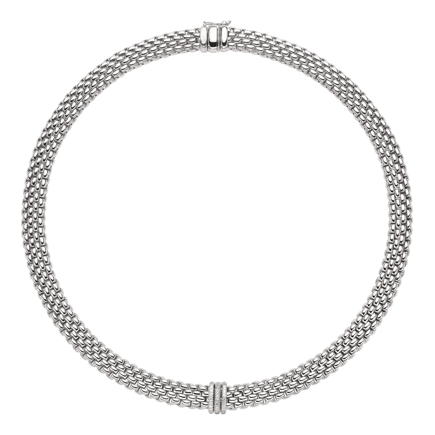 FOPE PRIMA 18K Gold Necklace with White Diamond Pavé Rondels - 0.23 carats - Jackson Hole Jewelry Company