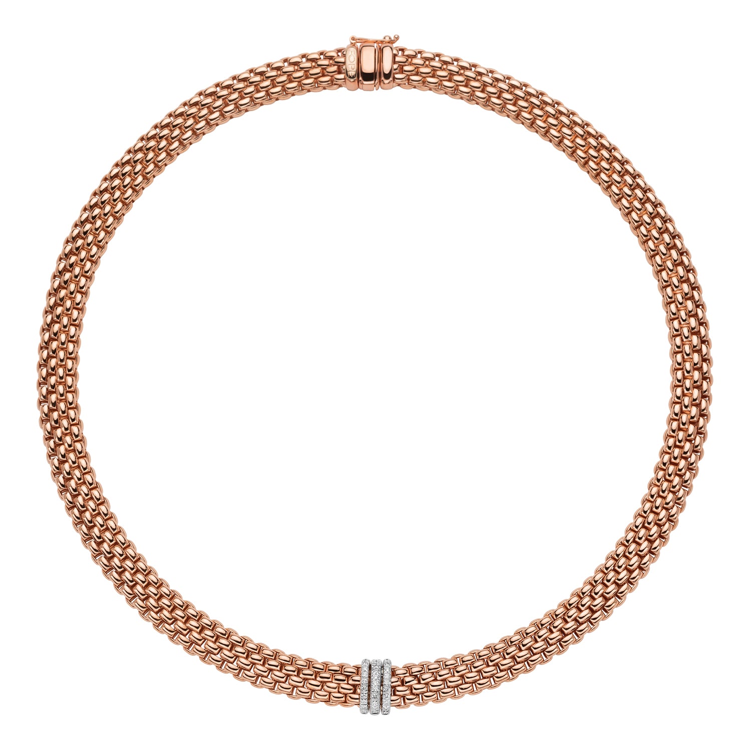 FOPE PRIMA 18K Gold Necklace with White Diamond Pavé Rondels - 0.23 carats - Jackson Hole Jewelry Company