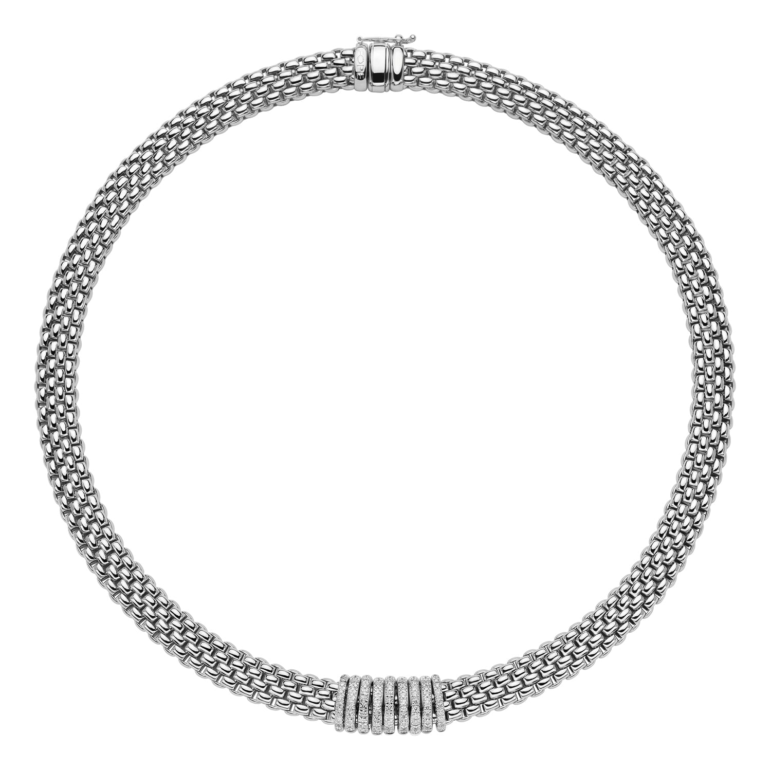 FOPE PANORAMA 18K Gold Necklace with White Diamond Pavé Rondels - 0.68 carats - Jackson Hole Jewelry Company