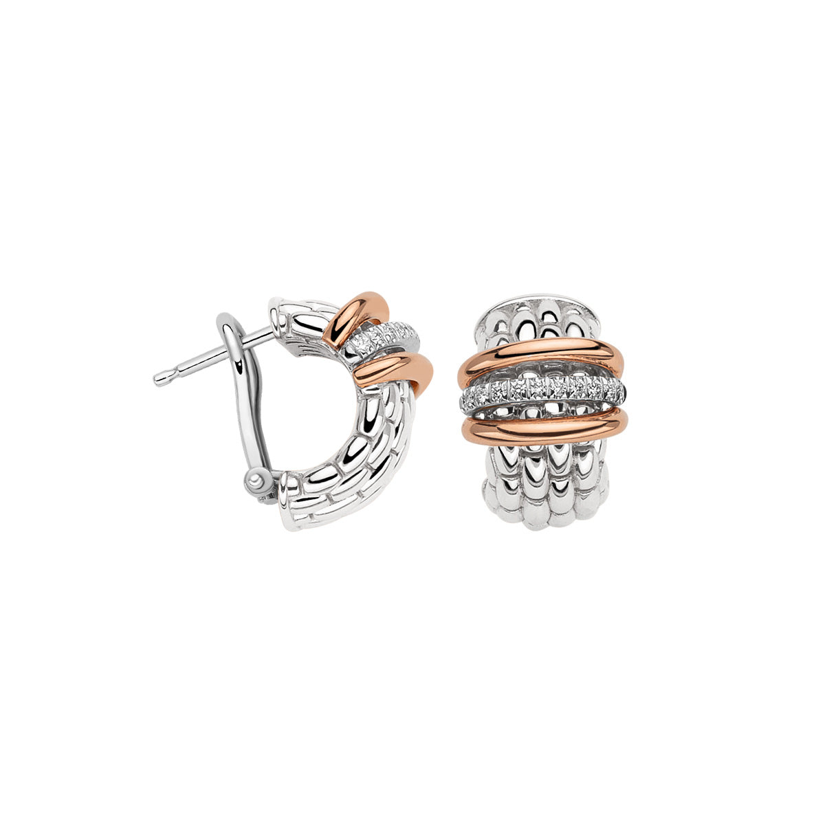 FOPE PANORAMA 18K Gold Earrings with One Row of White Diamonds - 0.15 carats - Jackson Hole Jewelry Company