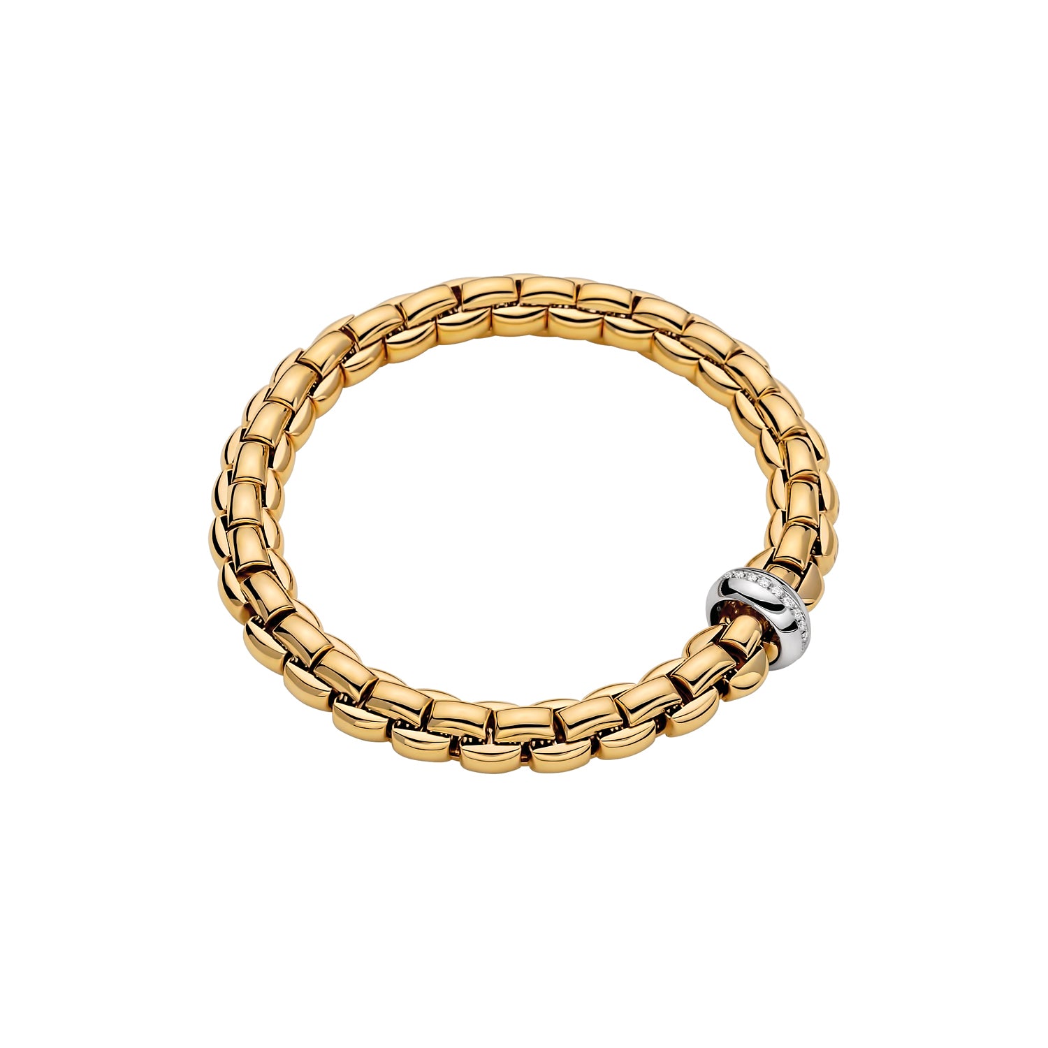FOPE EKA 18K Gold Flex’it Bracelet with White Diamond Rondel - 0.19 carats - Jackson Hole Jewelry Company