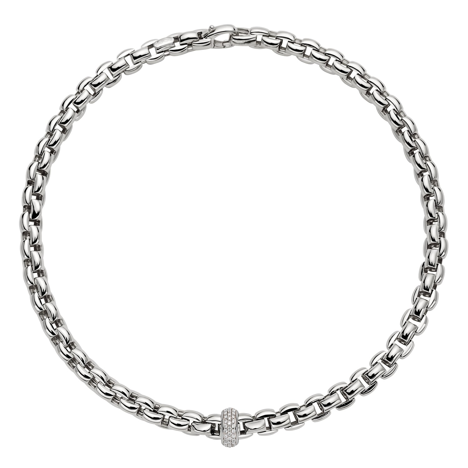 FOPE EKA 18K Gold Necklace with White Diamond Pavé Rondel - 0.58 carats - Jackson Hole Jewelry Company