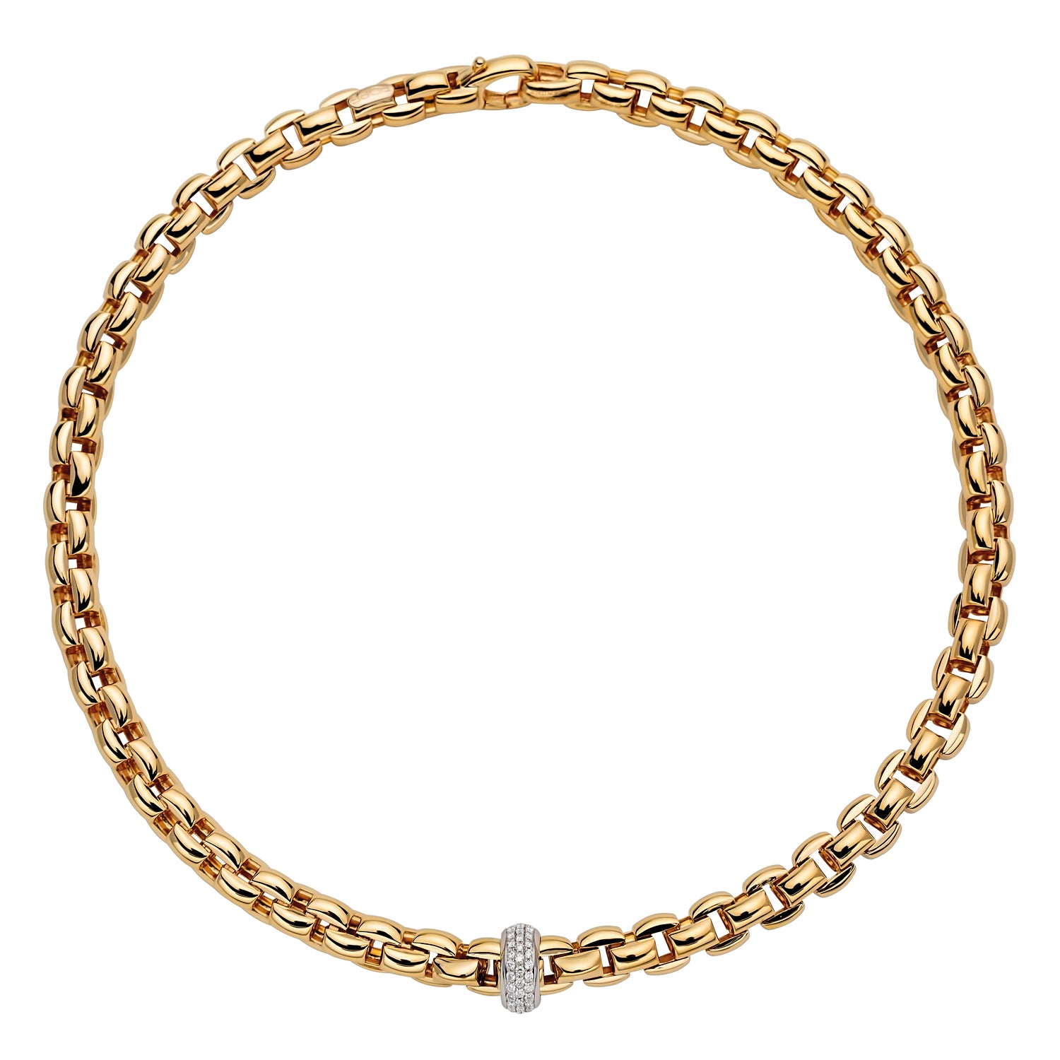 FOPE EKA 18K Gold Necklace with White Diamond Pavé Rondel - 0.58 carats - Jackson Hole Jewelry Company