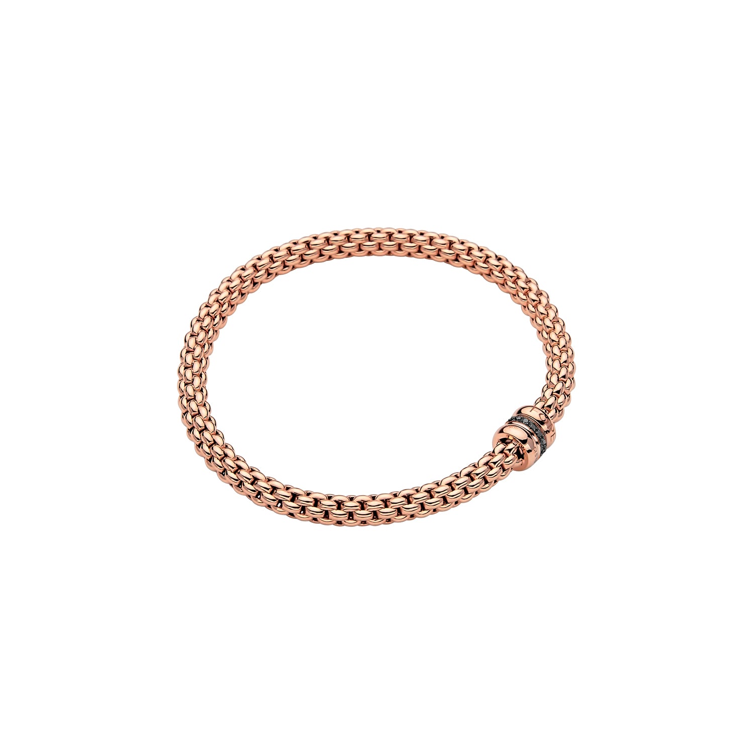 FOPE SOLO CHARM BRACELET WITH BLACK DIAMONDS IN 18K GOLD - Jackson Hole Jewelry Company