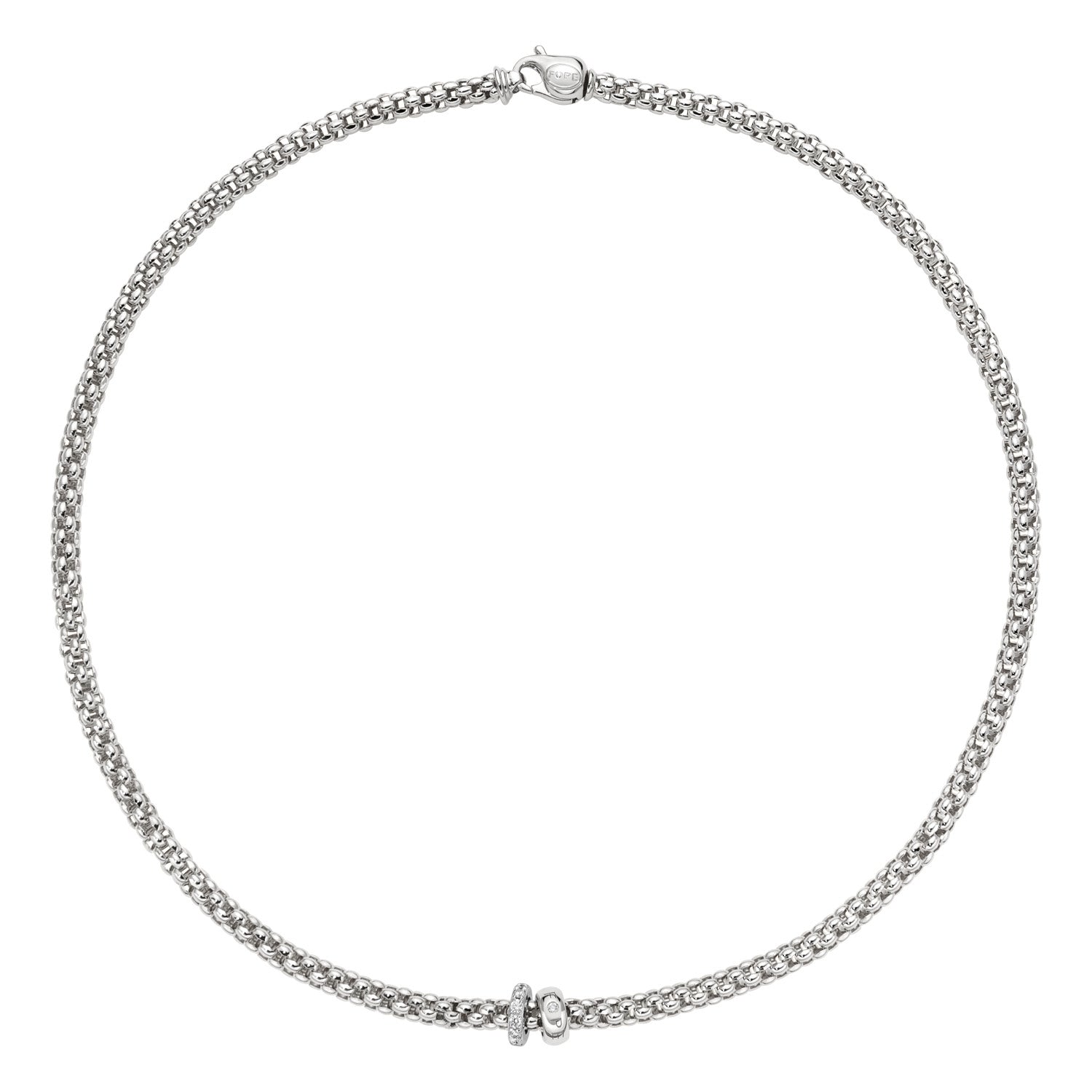 FOPE SOLO 18K Gold Necklace with a Gold Rondel and a White Diamond Pavé Rondel - 0.29 carats - Jackson Hole Jewelry Company