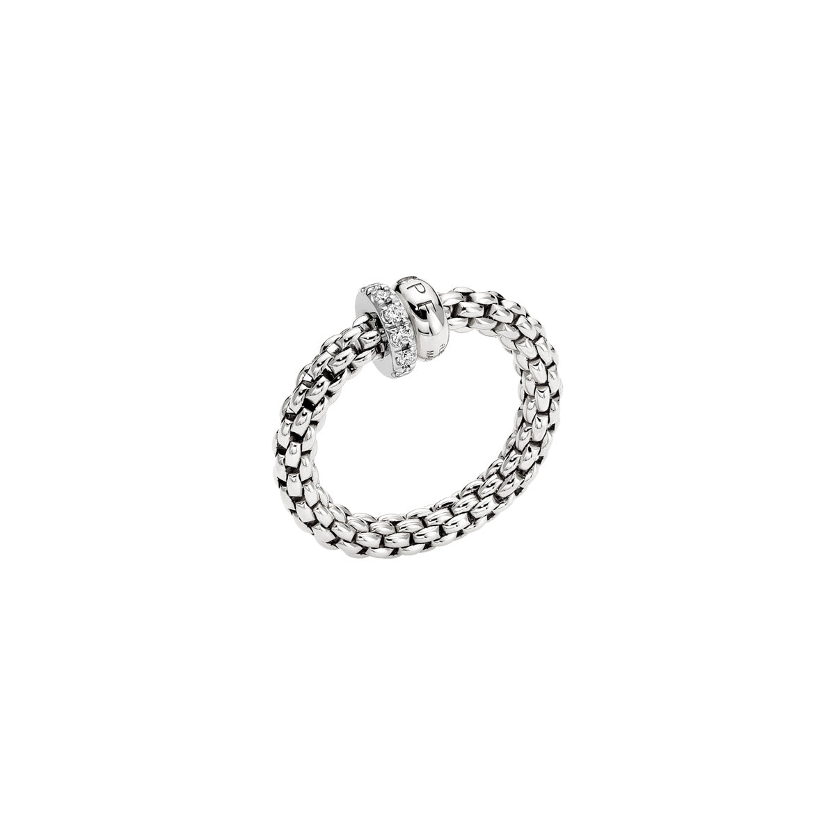 FOPE SOLO 18K Gold Flex'it Ring with White Diamond Pavé Rondel Set - 0.17 carats - Jackson Hole Jewelry Company