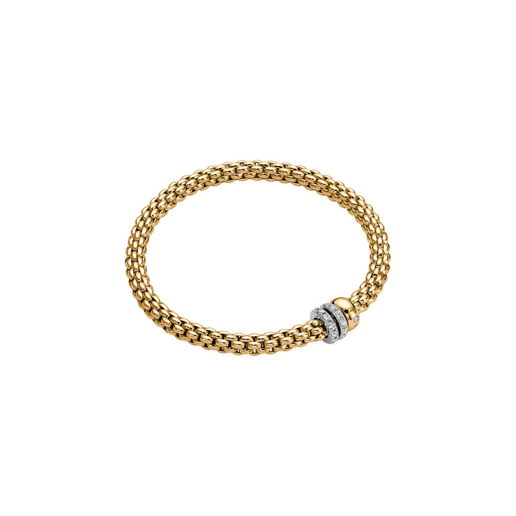 FOPE SOLO 18K Gold Flex’it Bracelet With White Diamond Pavé Set Rondels - 0.56 carats