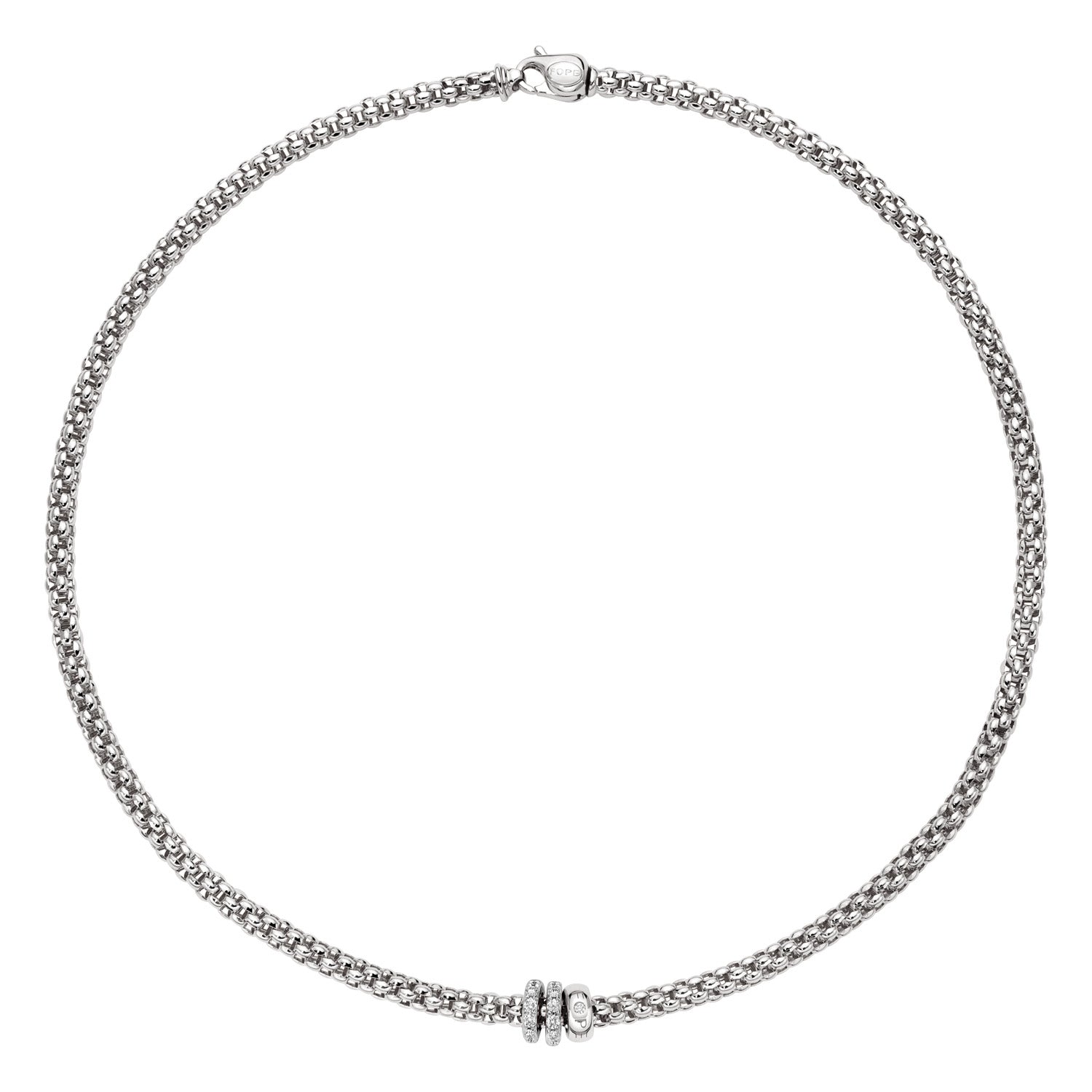 FOPE SOLO 18K Gold Necklace with White Diamond Pavé Rondels - 0.56 carats - Jackson Hole Jewelry Company
