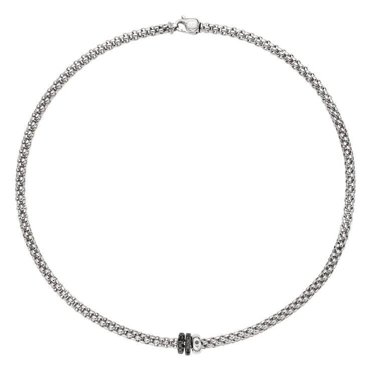 FOPE SOLO 18K Gold Necklace with Black Diamond Pavé Rondels - 0.58 carats