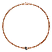 FOPE SOLO 18K Gold Necklace with Black Diamond Pavé Rondels - 0.58 carats