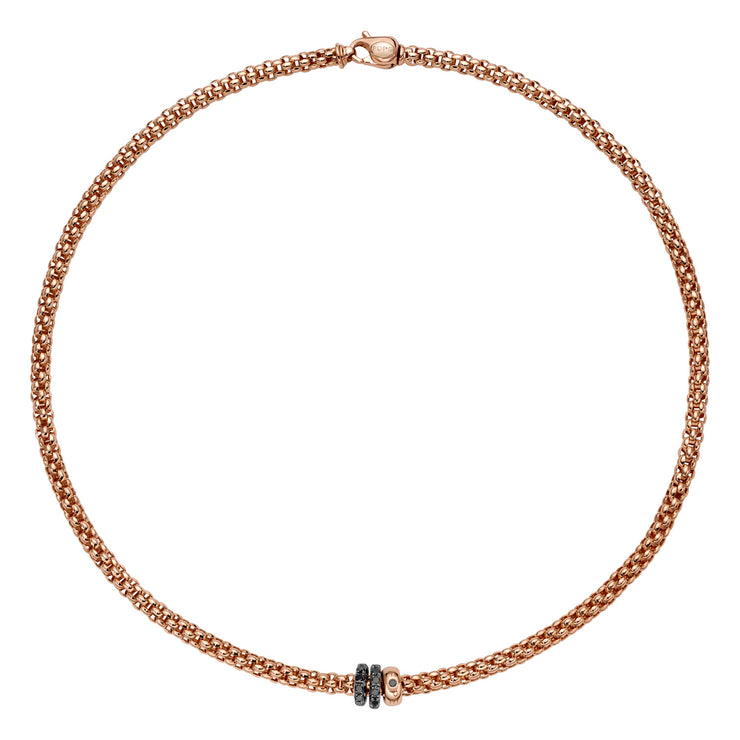 FOPE SOLO 18K Gold Necklace with Black Diamond Pavé Rondels - 0.58 carats