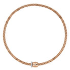 FOPE SOLO 18K Gold Flex'it Necklace with Ornamental Clasp and White Diamond Pavé Rondel - 0.47 carats - Jackson Hole Jewelry Company