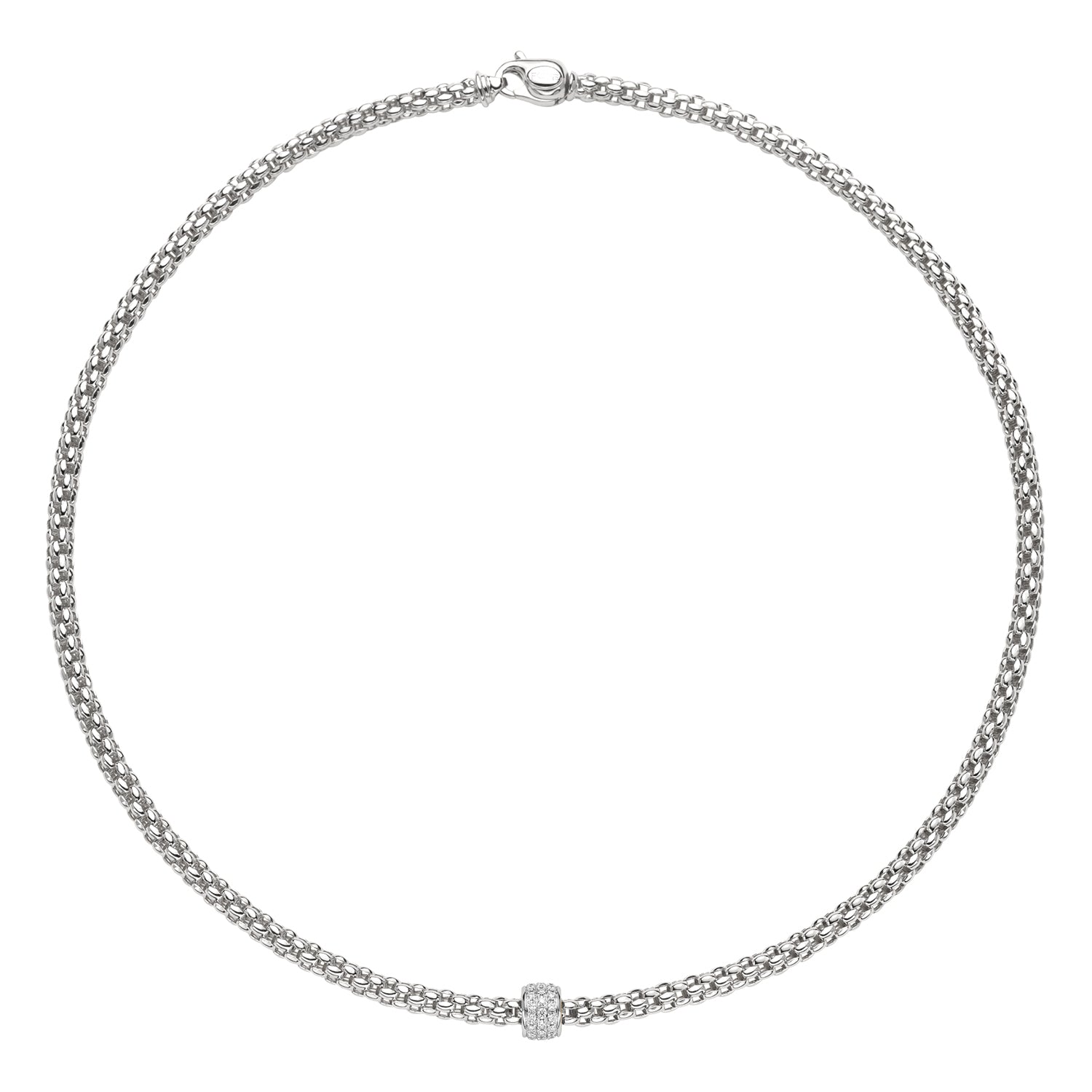 FOPE SOLO 18K Gold Necklace with White Diamond Pavé Rondel - 0.29 carats - Jackson Hole Jewelry Company