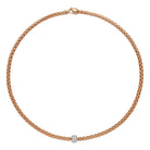 FOPE SOLO 18K Gold Necklace with White Diamond Pavé Rondel - 0.29 carats - Jackson Hole Jewelry Company