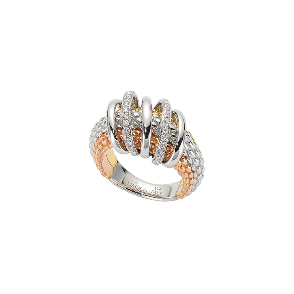 FOPE SOLO 18K Gold Ring with Gold & White Diamond Set Rondels - 0.30 carats - Jackson Hole Jewelry Company