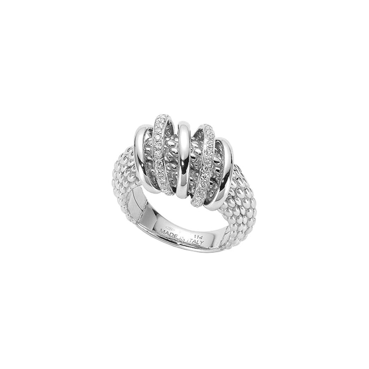 FOPE SOLO 18K Gold Ring with Gold & White Diamond Set Rondels - 0.30 carats
