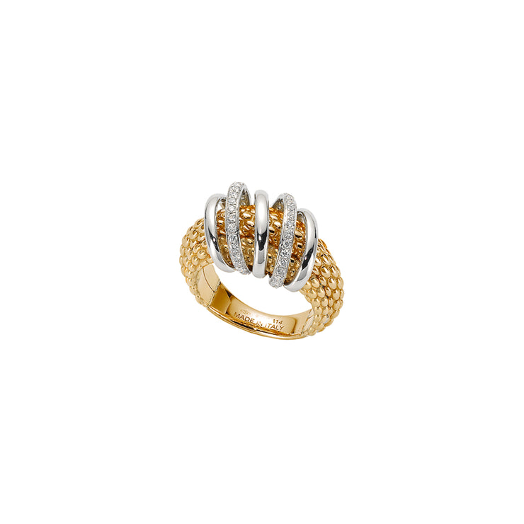 FOPE SOLO 18K Gold Ring with Gold & White Diamond Set Rondels - 0.30 carats