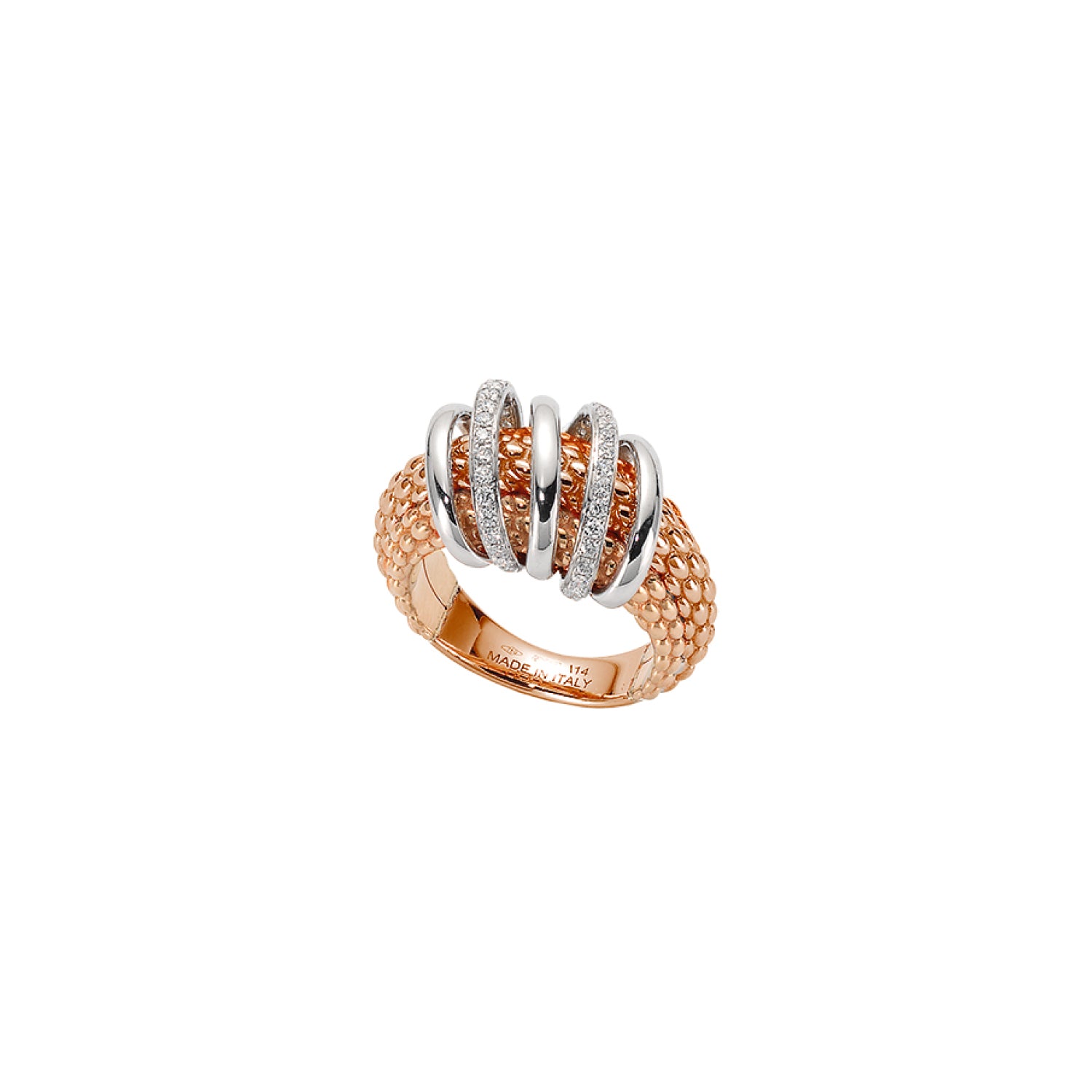 FOPE SOLO 18K Gold Ring with Gold & White Diamond Set Rondels - 0.30 carats - Jackson Hole Jewelry Company